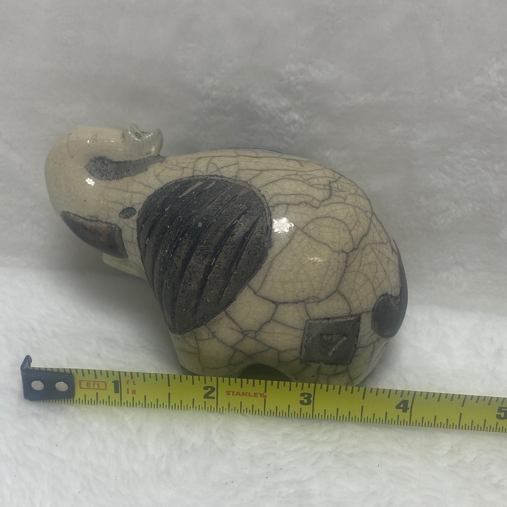 South African Raku Elephant Handmade Ceramic Elephant Collectible Crackle Glaze - Picture 10 of 15